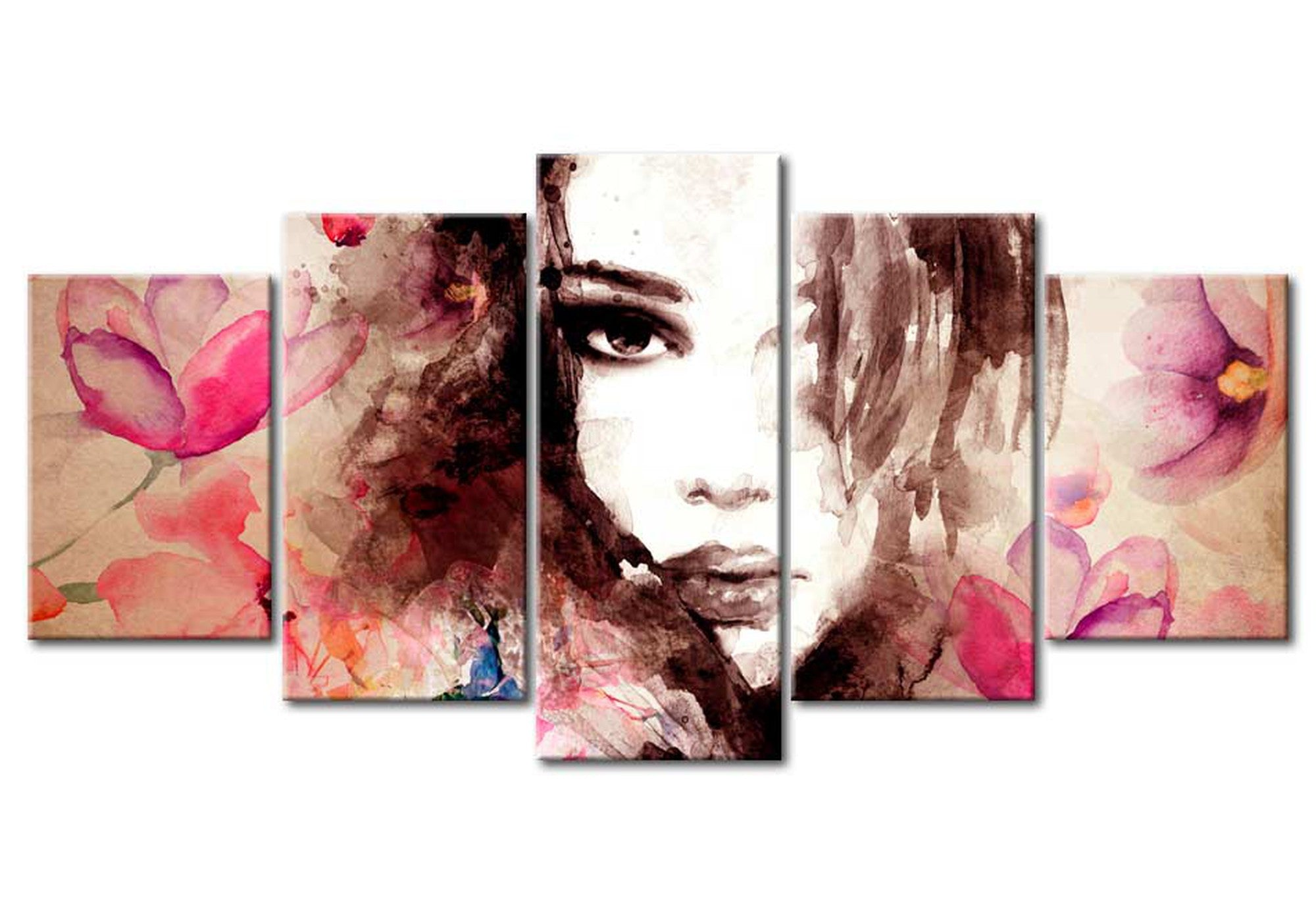 Abstract Canvas Wall Art - Poetry Of Whisper - 5 Pieces