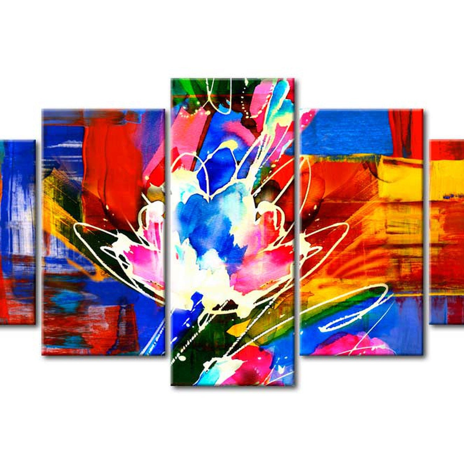Abstract Canvas Wall Art - Power Of Colours - 5 Pieces