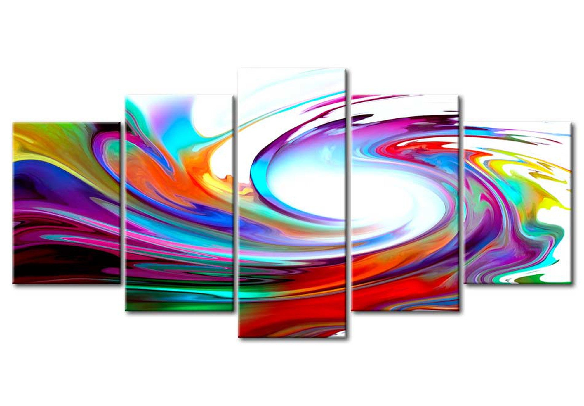 Abstract Canvas Wall Art - Rainbow - Swirl - 5 Pieces