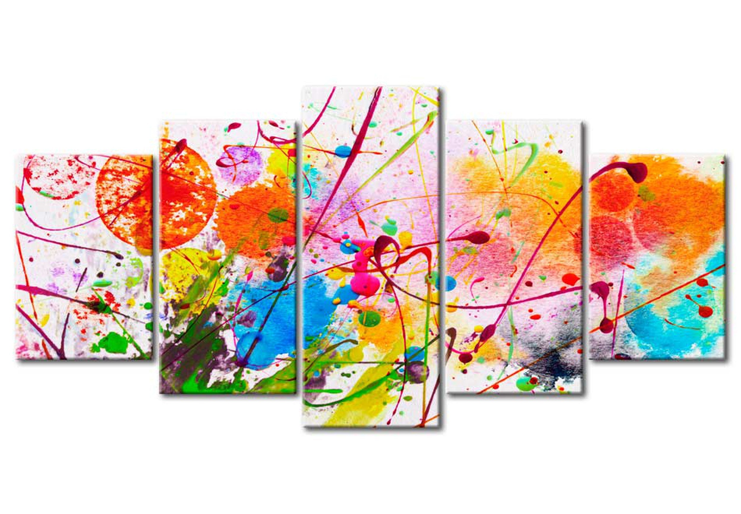 Abstract Canvas Wall Art - Summer Of Colours - 5 Pieces