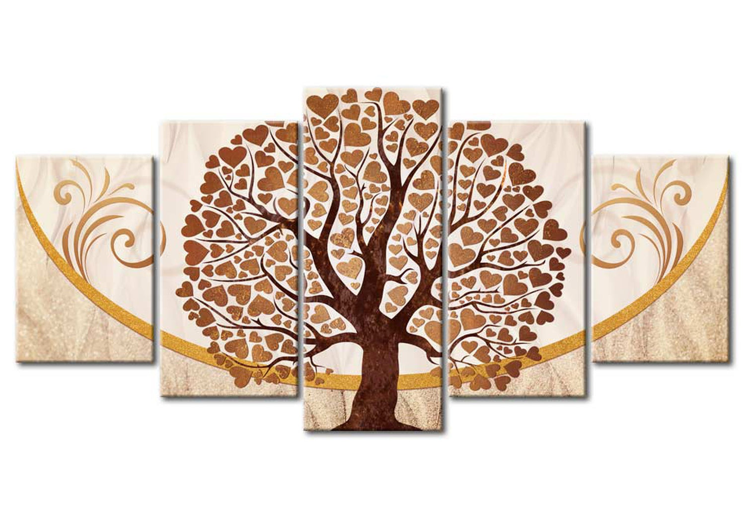 Abstract Canvas Wall Art - The Golden Tree Of Love