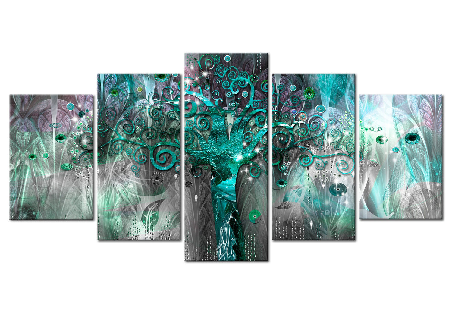 Abstract Canvas Wall Art - Tree Of The Future 5 Piece
