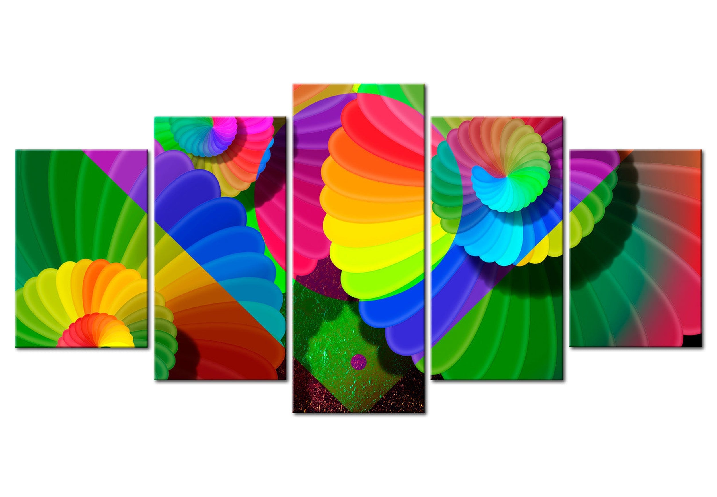 Abstract Canvas Wall Art - Twisted Colours - 5 Pieces