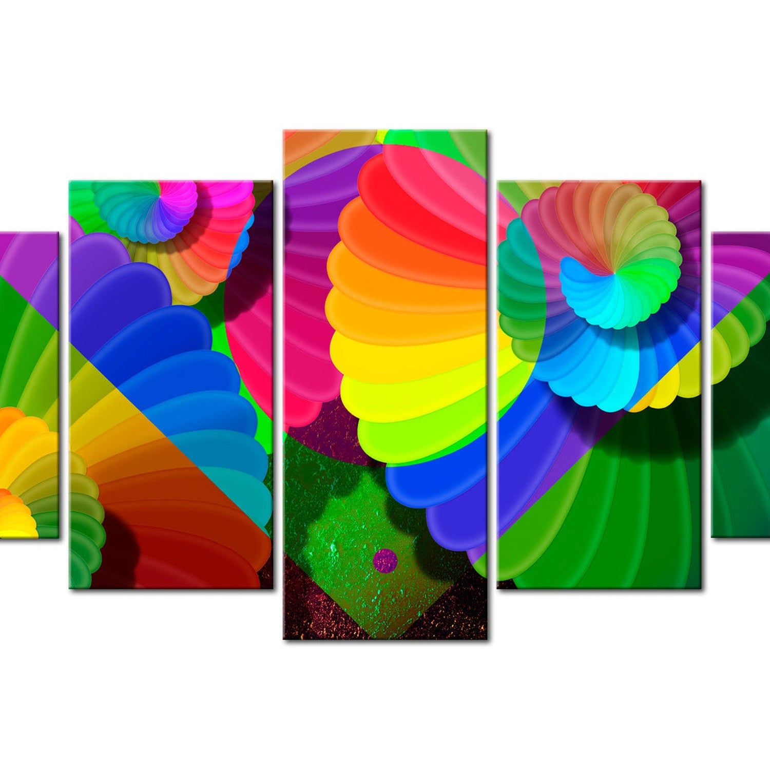 Abstract Canvas Wall Art - Twisted Colours - 5 Pieces