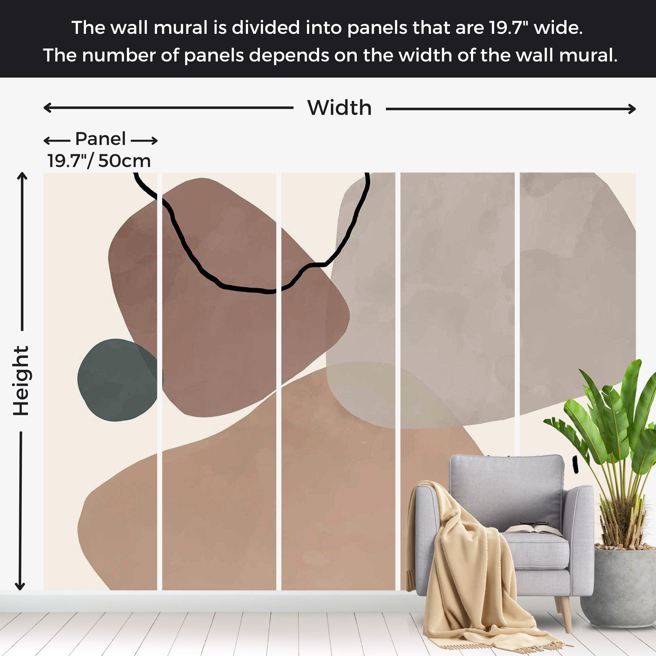 Abstract Wallpaper Wall Mural - Aesthetic Boho Shapes