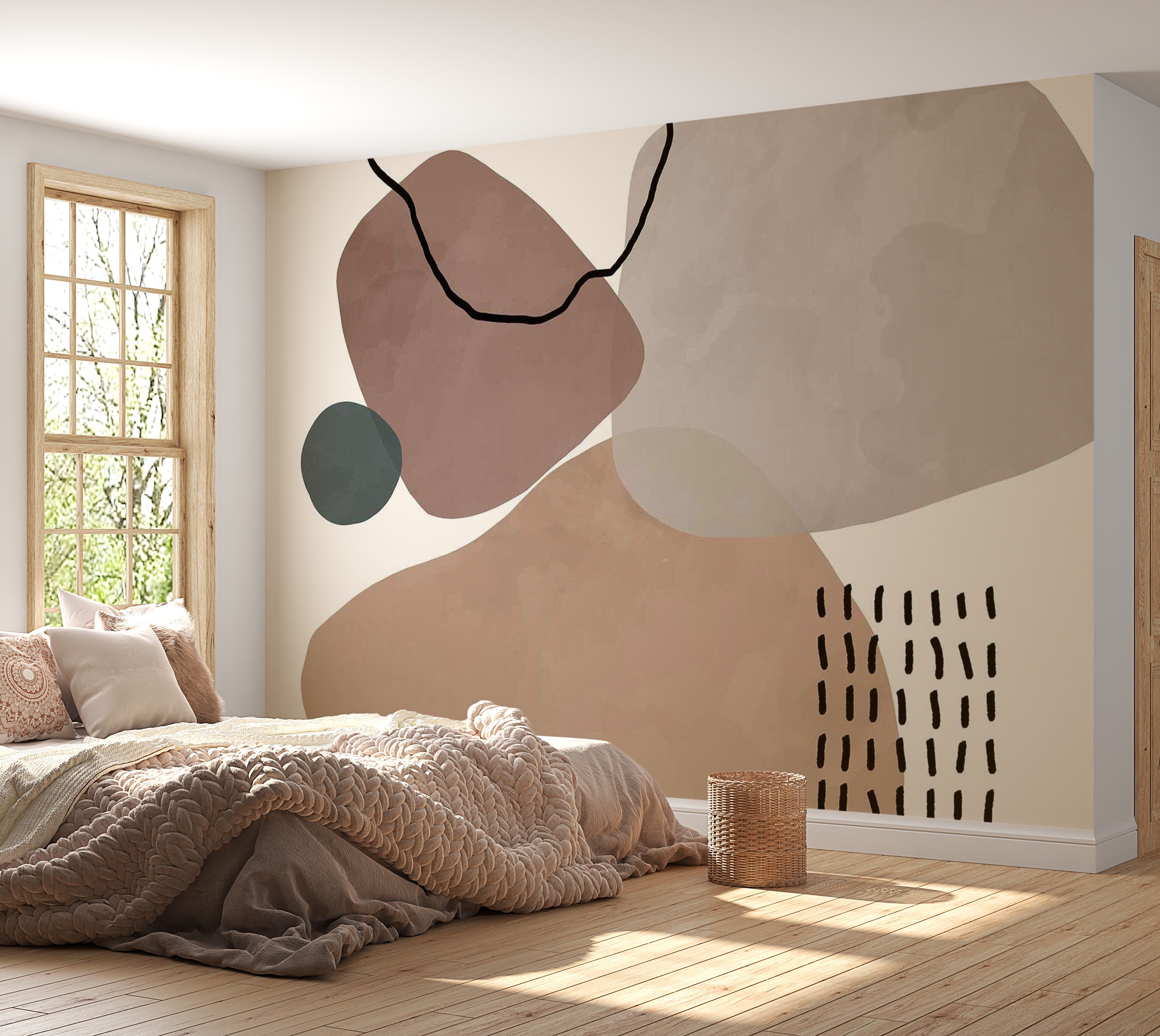 Abstract Wallpaper Wall Mural - Aesthetic Boho Shapes