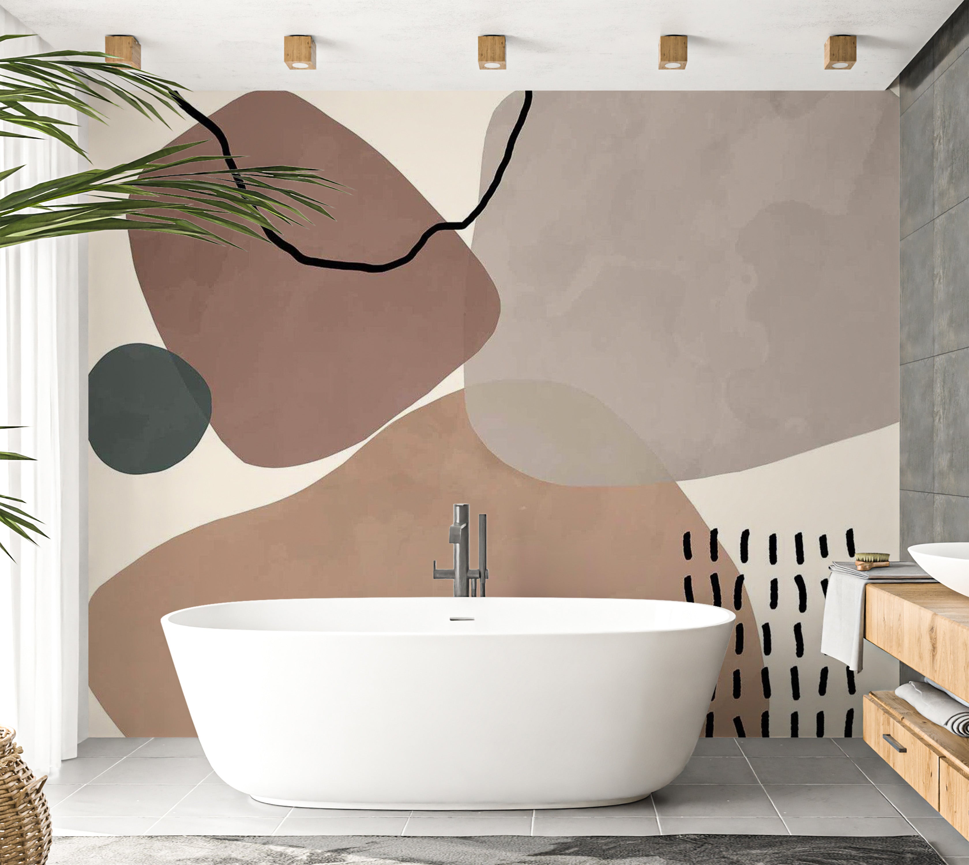 Abstract Wallpaper Wall Mural - Aesthetic Boho Shapes