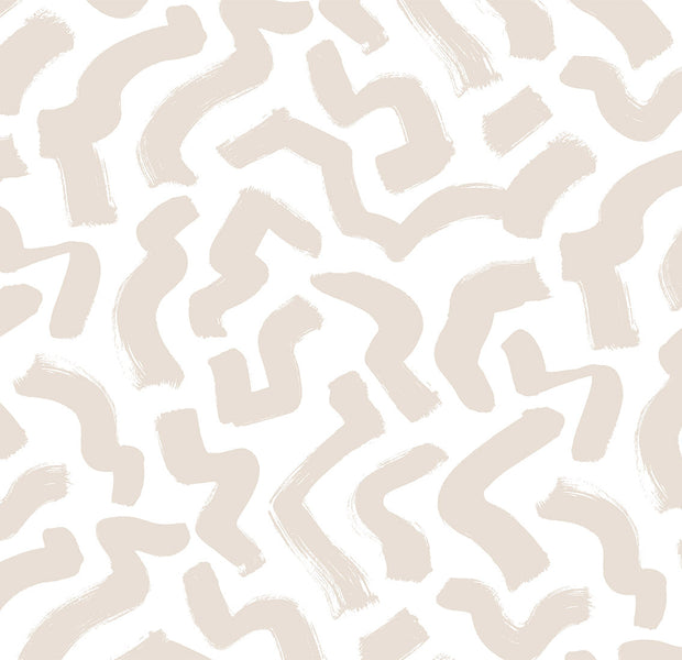 Abstract Wallpaper Wall Mural - Beige Organic Shapes