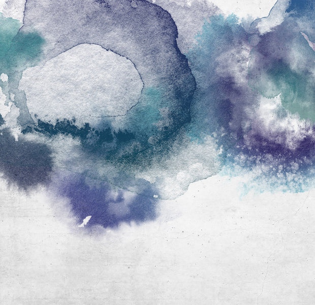 Abstract Wallpaper Wall Mural - Blue Watercolor Drops