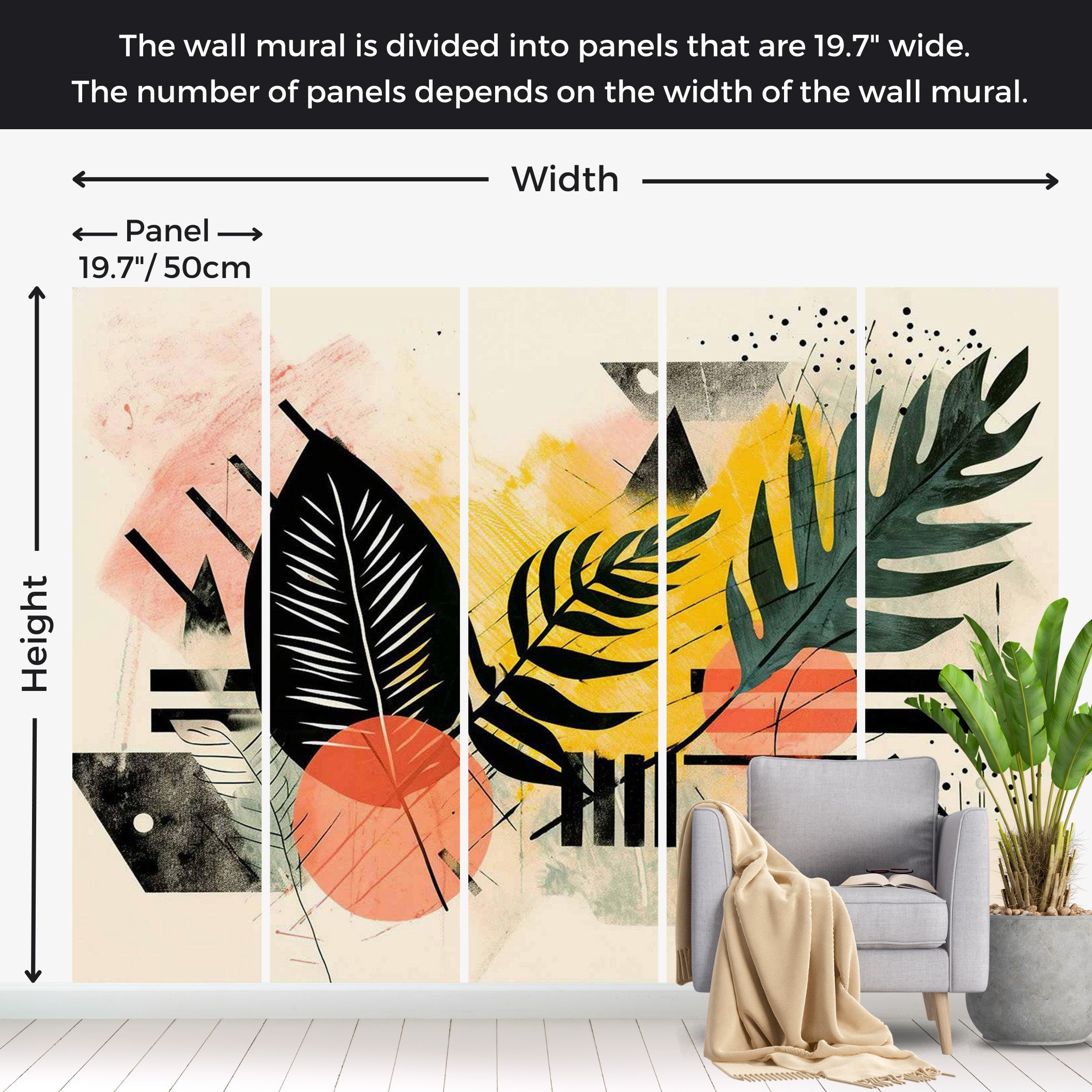 Abstract Wallpaper Wall Mural - Botanical Color Composition