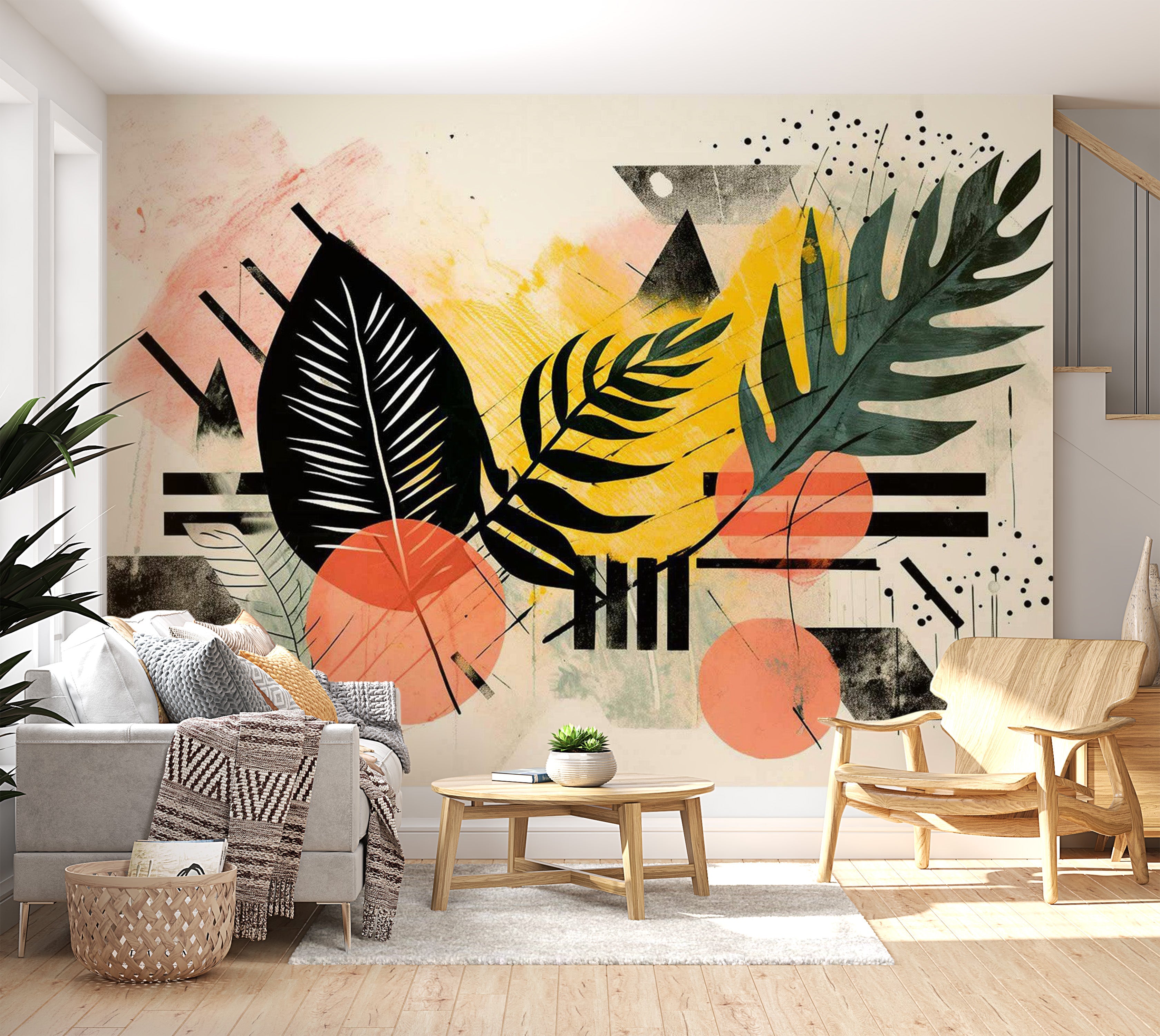 Abstract Wallpaper Wall Mural - Botanical Color Composition