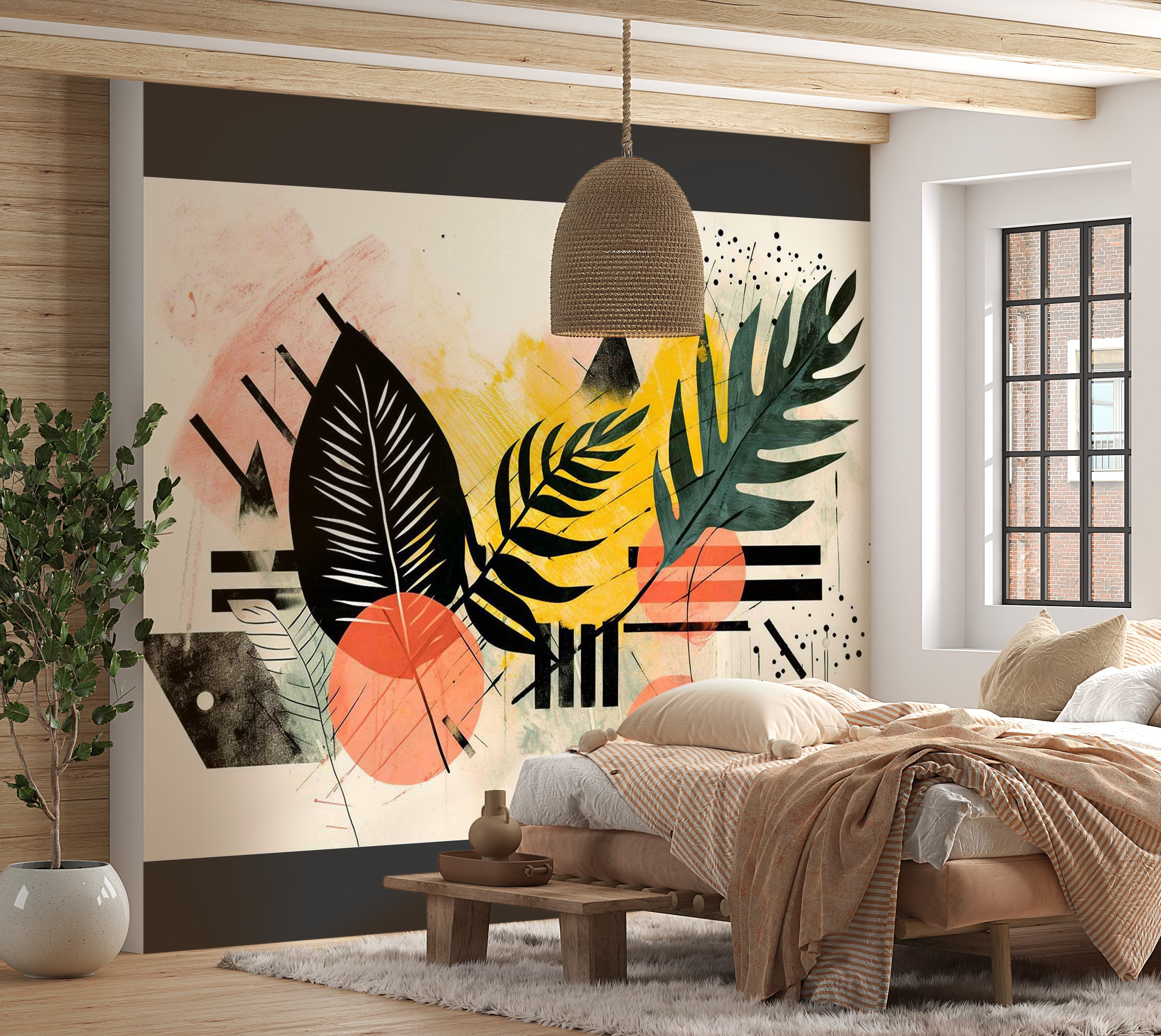 Abstract Wallpaper Wall Mural - Botanical Color Composition