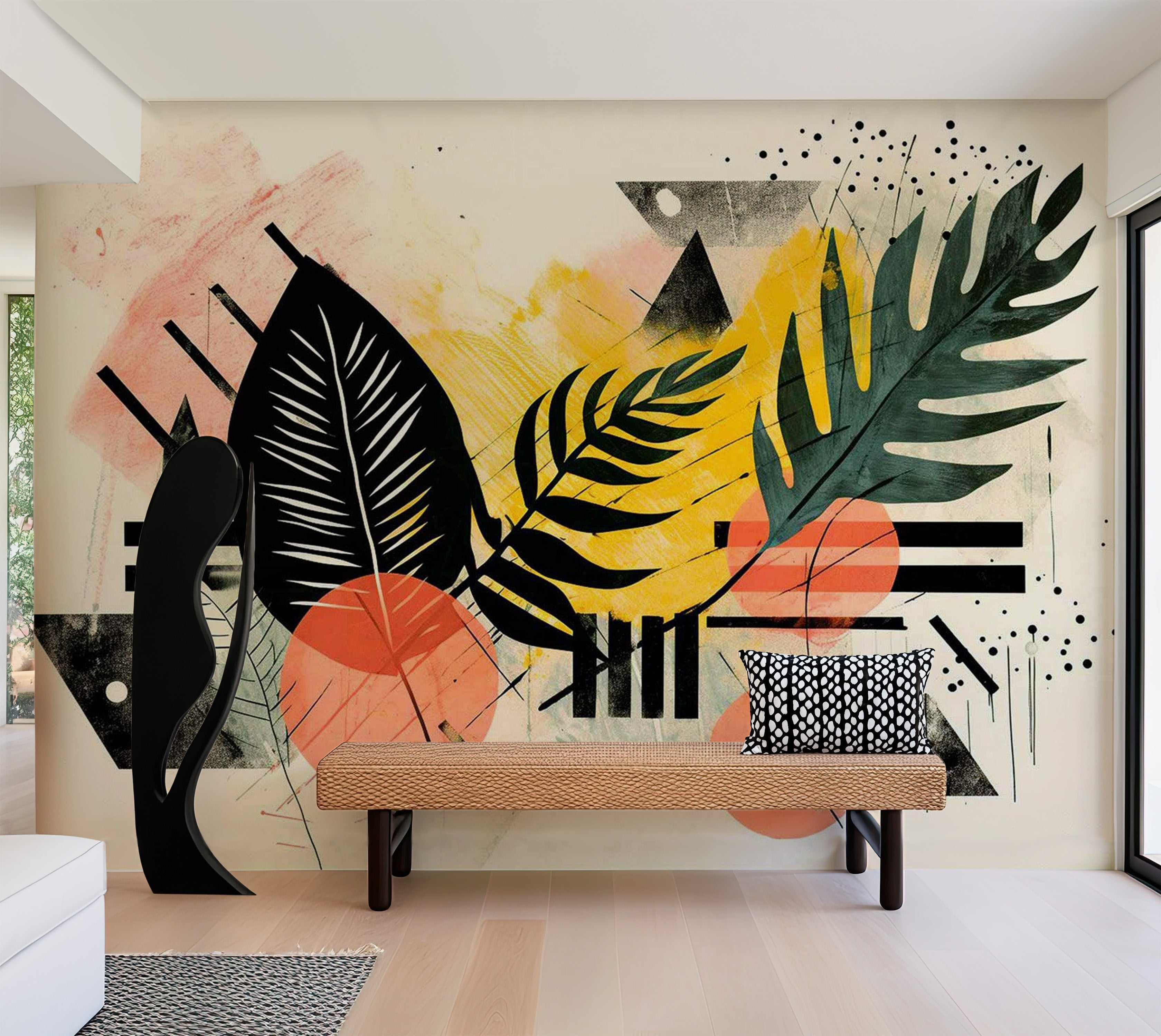 Abstract Wallpaper Wall Mural - Botanical Color Composition