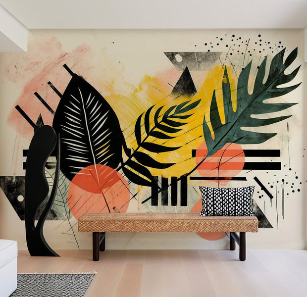 Abstract Wallpaper Wall Mural - Botanical Color Composition