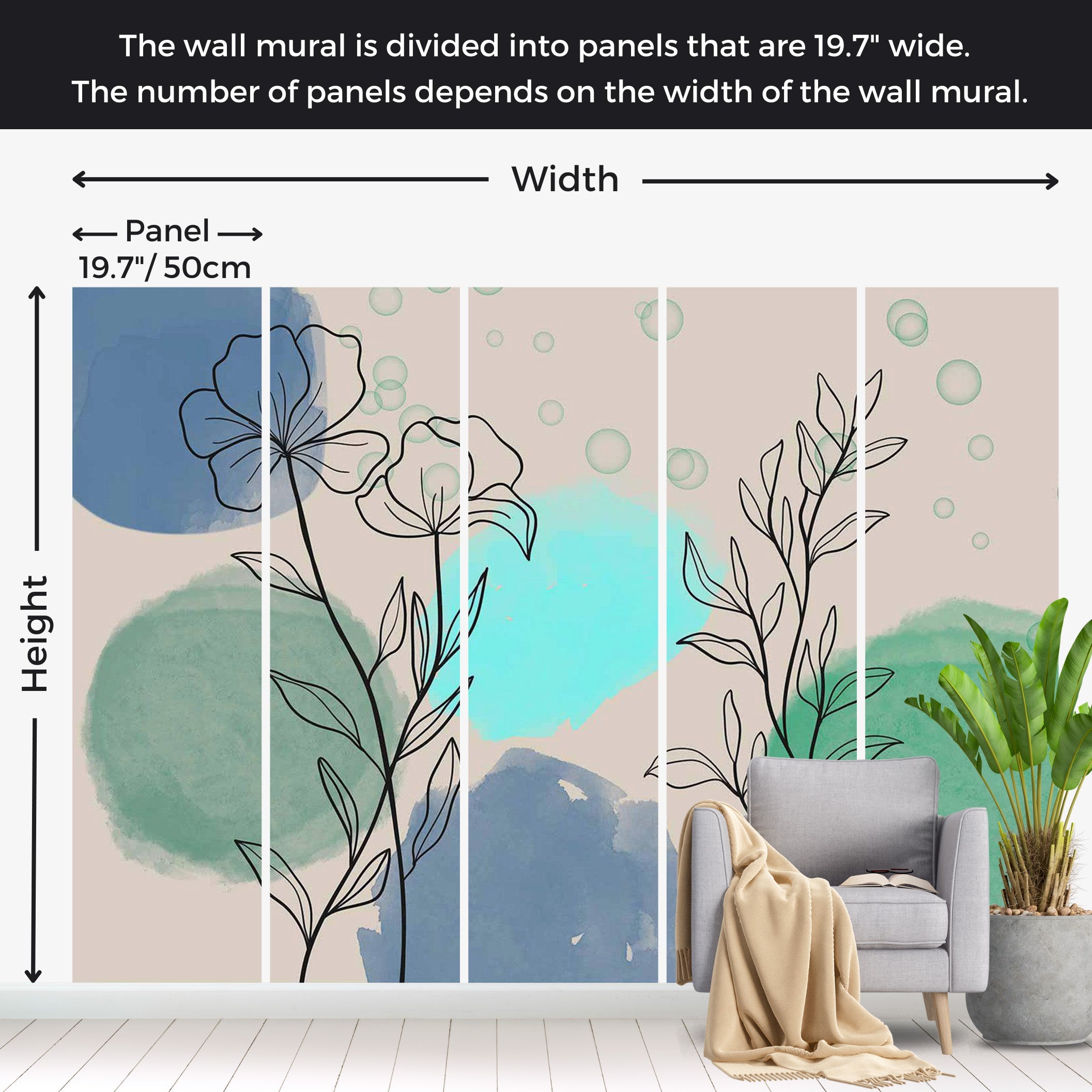 Abstract Wallpaper Wall Mural - Botanical Underwater World