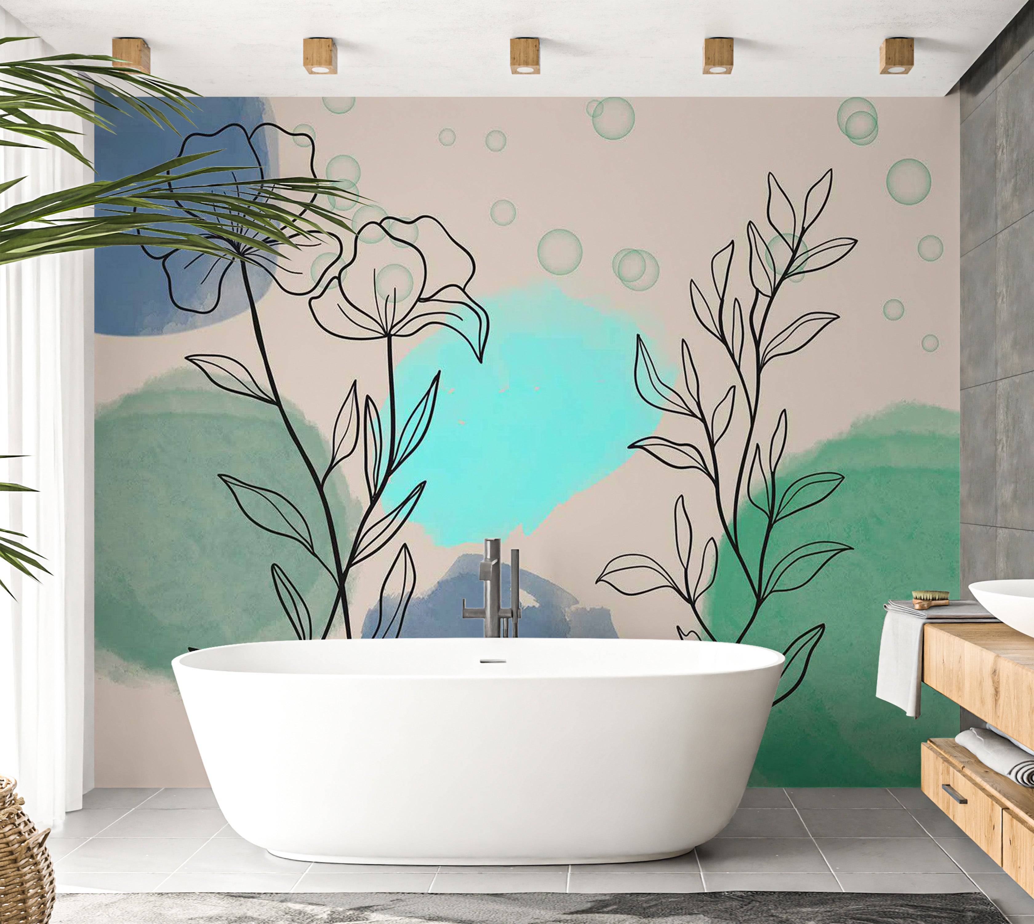 Abstract Wallpaper Wall Mural - Botanical Underwater World