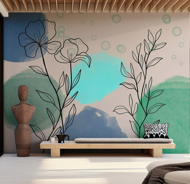 Abstract Wallpaper Wall Mural - Botanical Underwater World