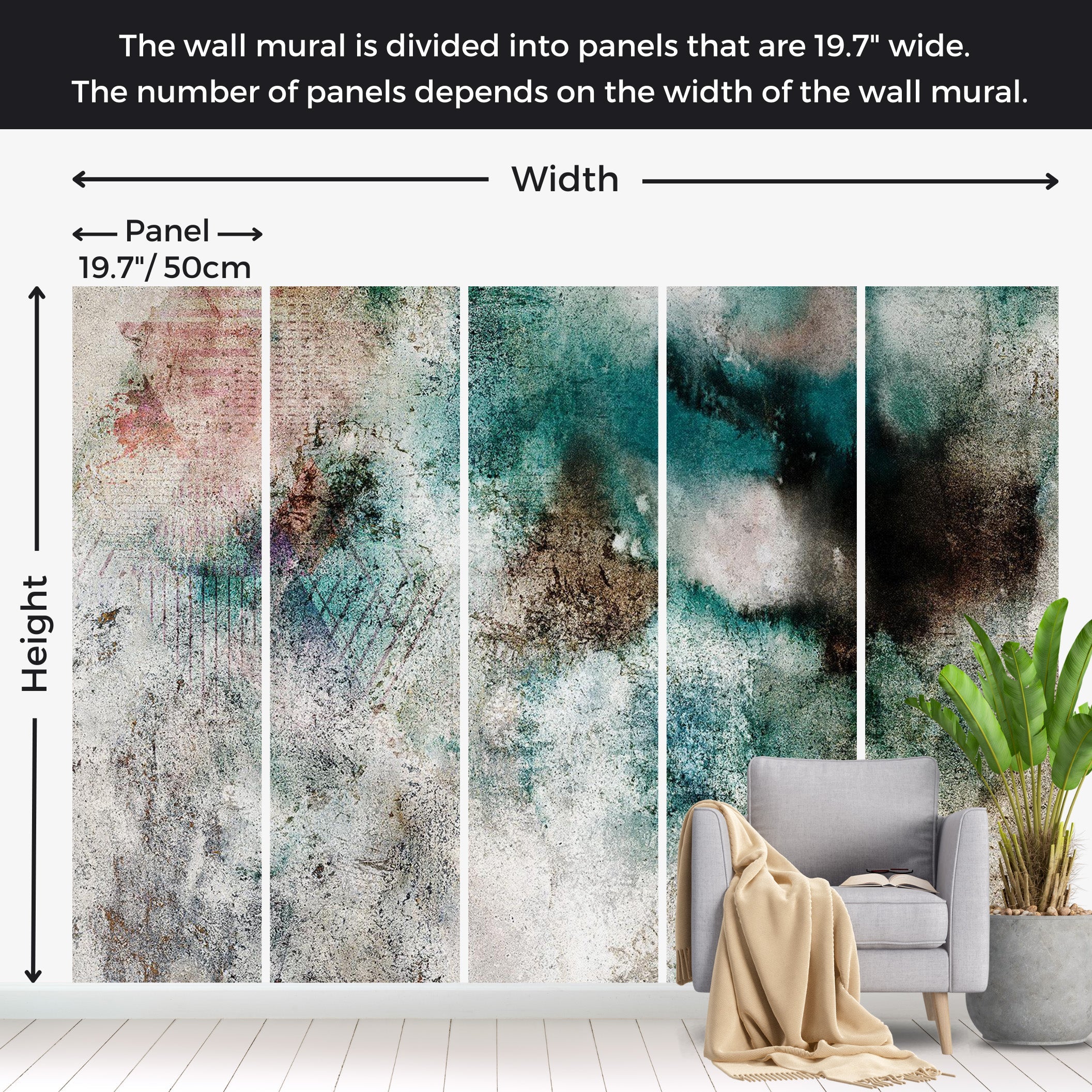 Abstract Wallpaper Wall Mural - Concrete Wall Art 39"Wx27"H / Regular