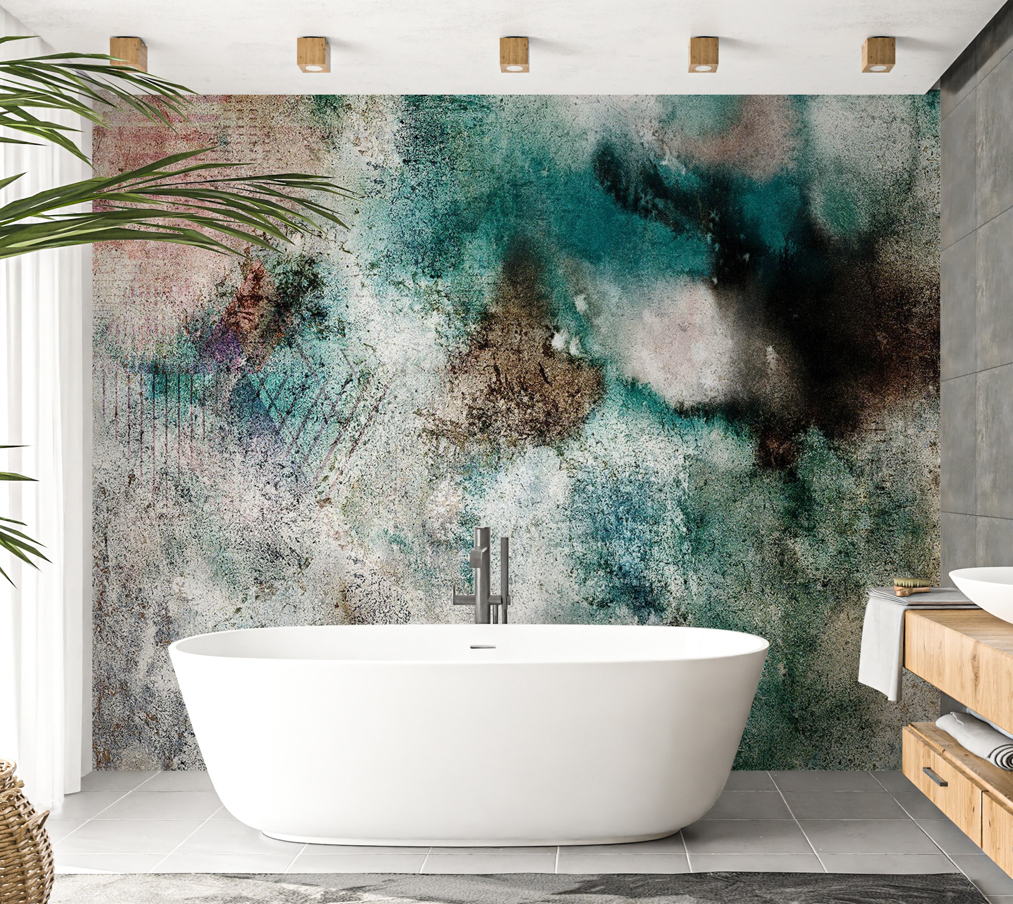 Abstract Wallpaper Wall Mural - Concrete Wall Art 39"Wx27"H / Regular