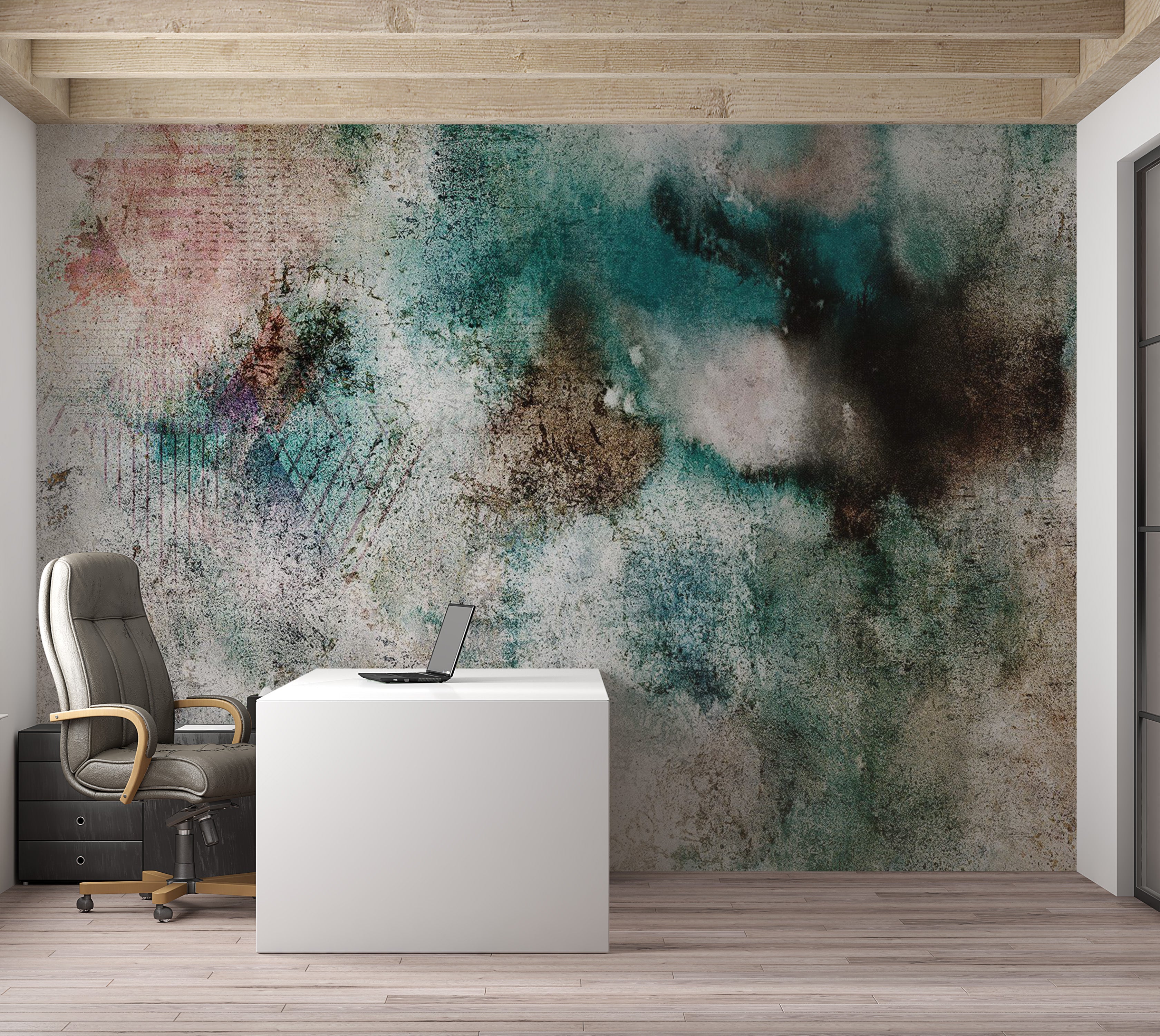 Abstract Wallpaper Wall Mural - Concrete Wall Art 39"Wx27"H / Regular