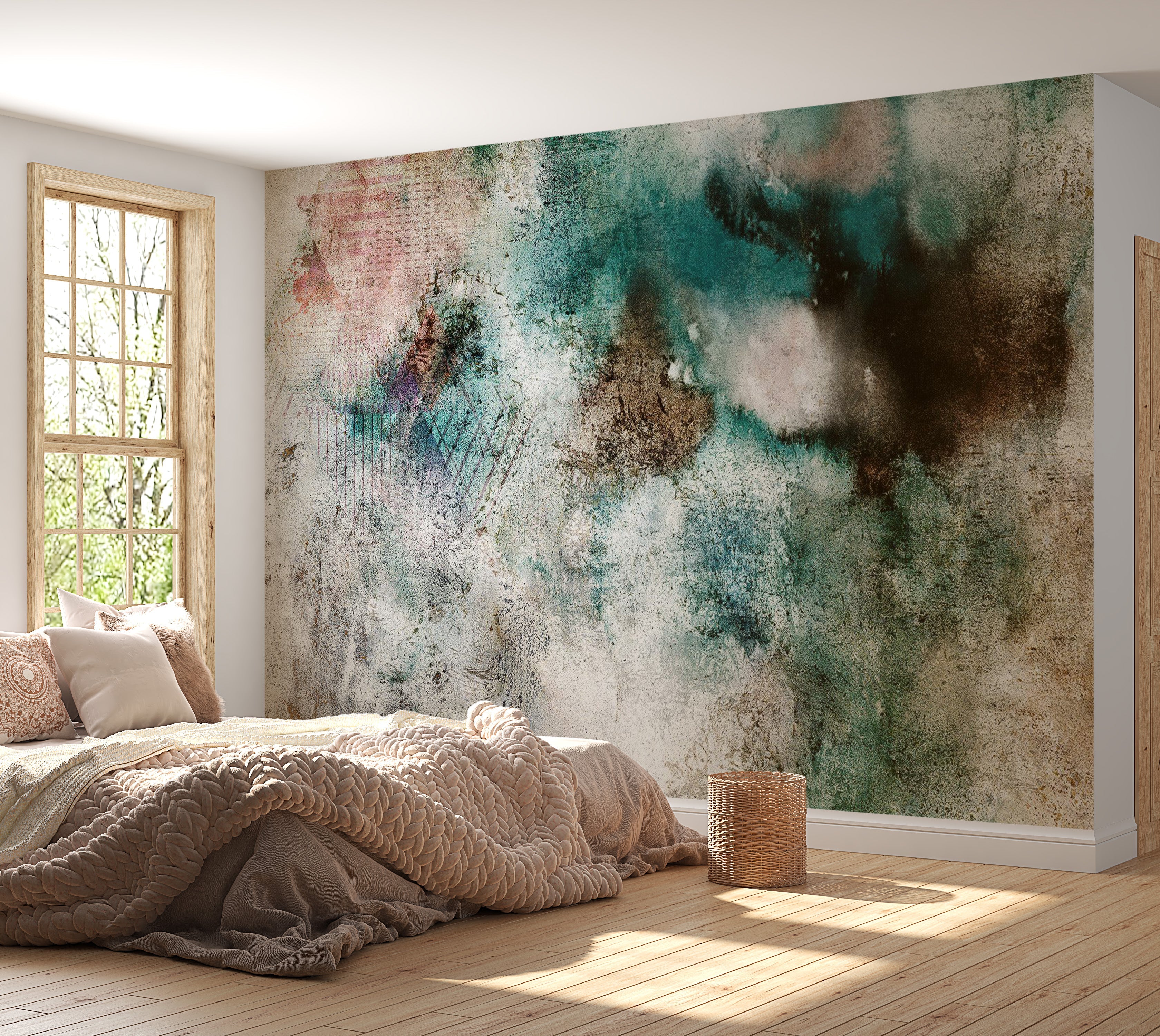 Abstract Wallpaper Wall Mural - Concrete Wall Art 39"Wx27"H / Regular