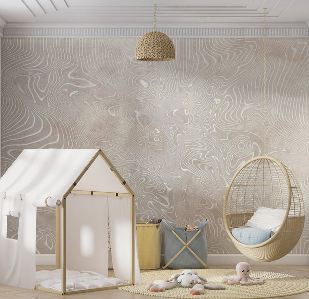 Abstract Wallpaper Wall Mural - Flowing Shapes 39"Wx27"H / Regular