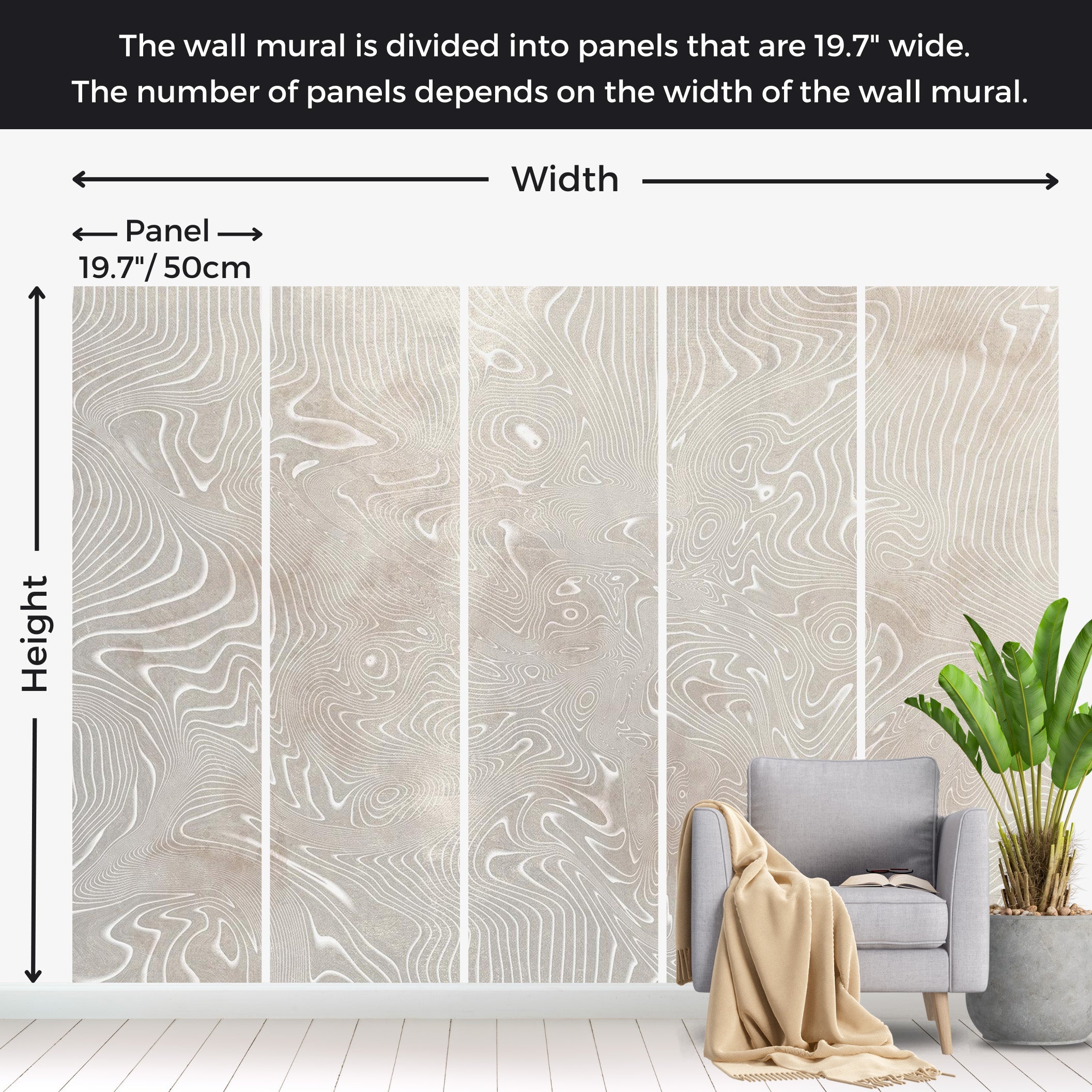 Abstract Wallpaper Wall Mural - Flowing Shapes 39"Wx27"H / Regular