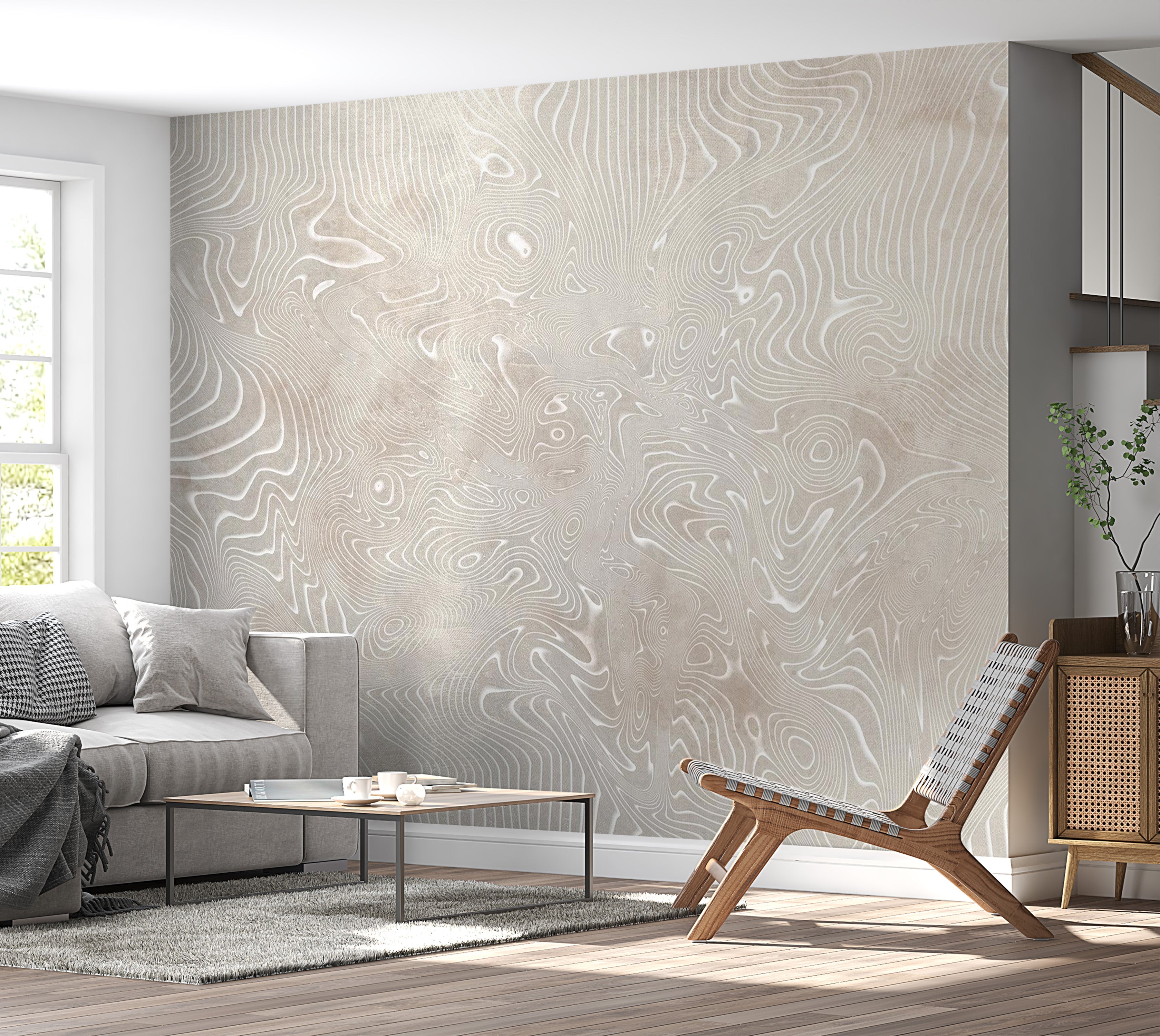 Abstract Wallpaper Wall Mural - Flowing Shapes 39"Wx27"H / Regular