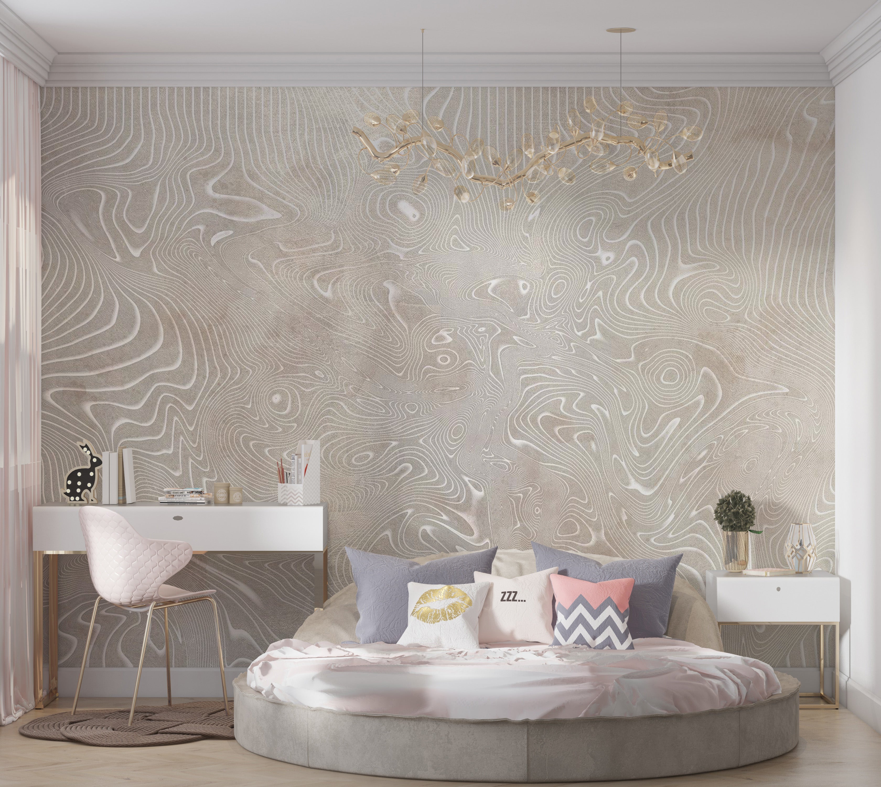 Abstract Wallpaper Wall Mural - Flowing Shapes 39"Wx27"H / Regular