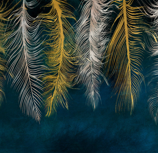 Abstract Wallpaper Wall Mural - Gilded Feathers