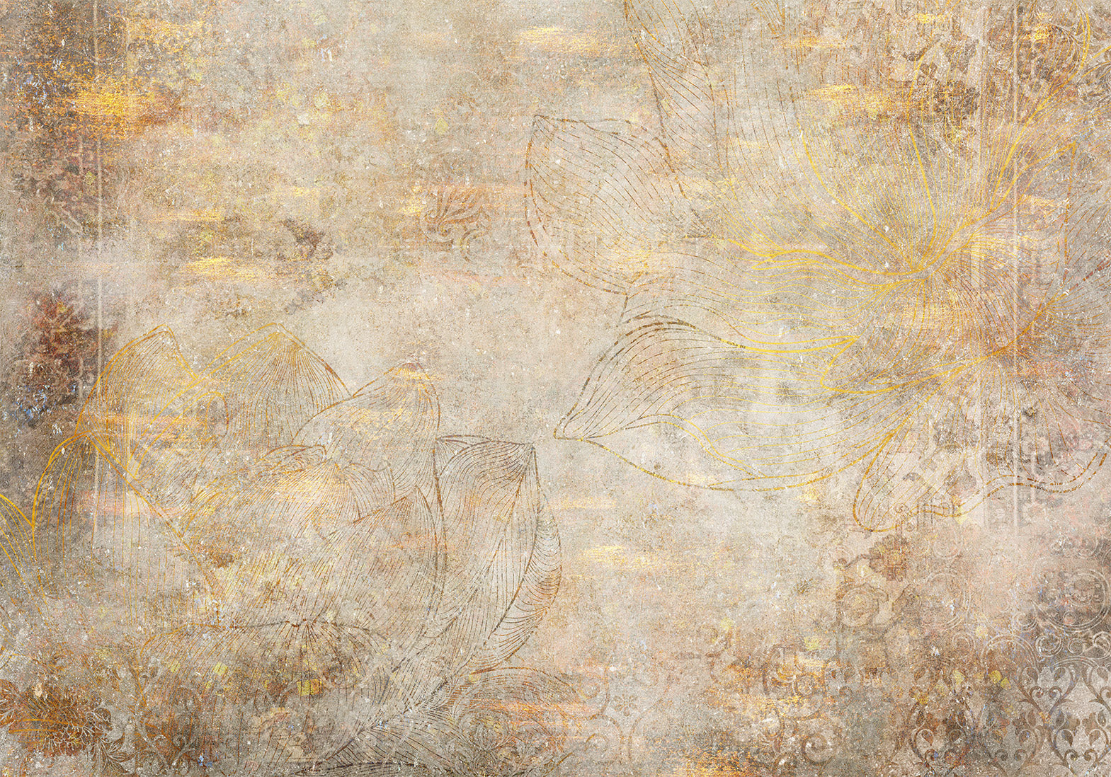 Abstract Wallpaper Wall Mural - Golden Etude