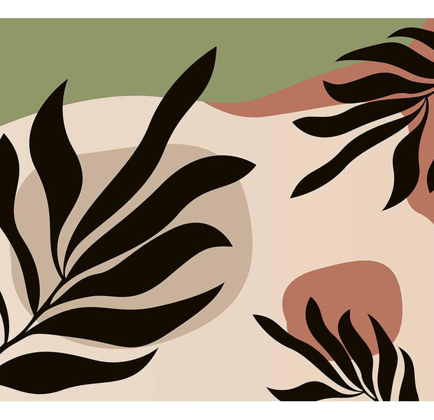 Abstract Wallpaper Wall Mural - Modern Boho Leaves