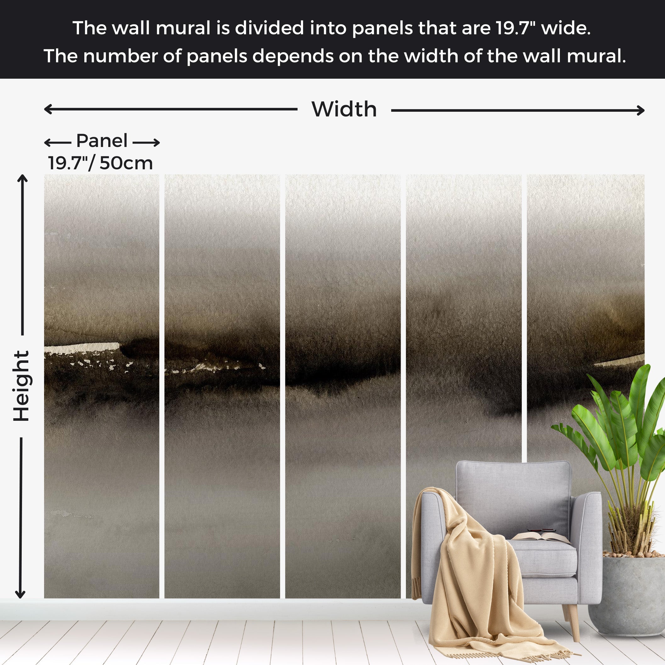 Abstract Wallpaper Wall Mural - Modern Watercolor Art 39"Wx27"H / Regular