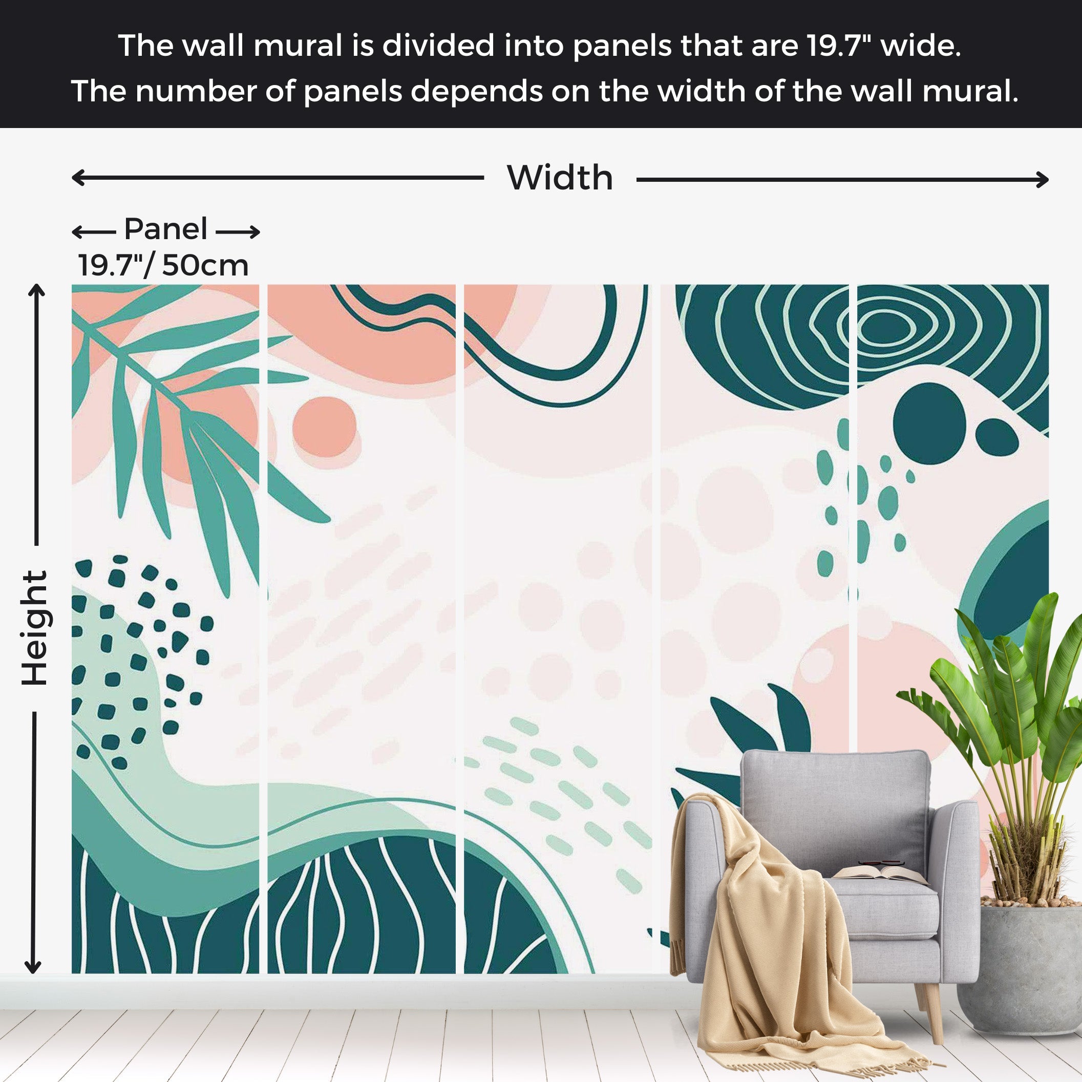 Abstract Wallpaper Wall Mural - Organic Botanical Shapes