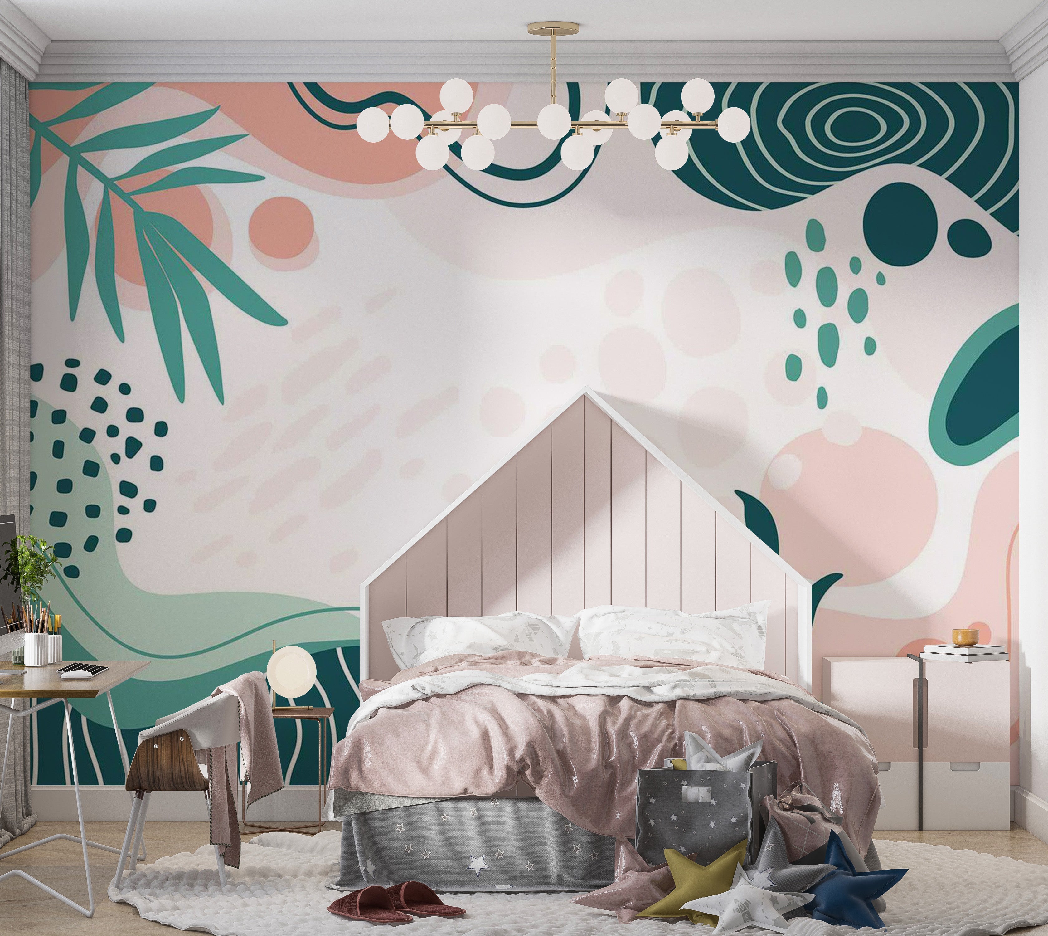 Abstract Wallpaper Wall Mural - Organic Botanical Shapes