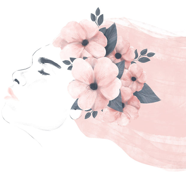 Abstract Wallpaper Wall Mural - Woman With Flowers