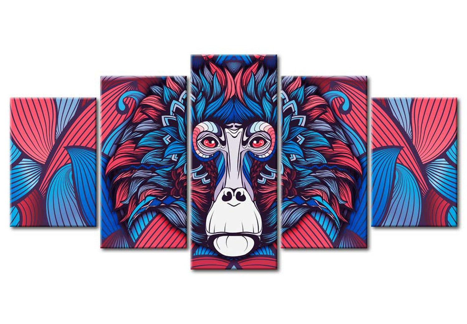 Animal Canvas Wall Art - Abstract Monkey - 5 Pieces