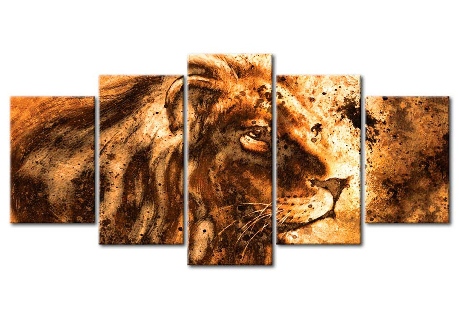 Animal Canvas Wall Art - Beautiful Lion - 5 Pieces