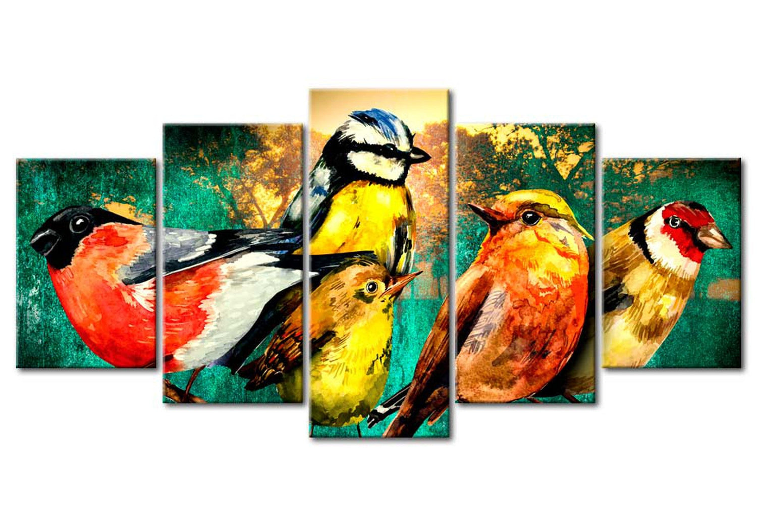 Animal Canvas Wall Art - Birds Meeting - 5 Pieces