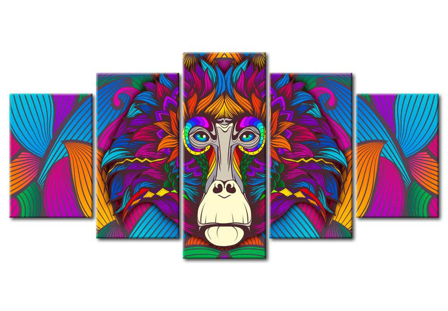 Animal Canvas Wall Art - Hypnosis Of Colours - 5 Pieces