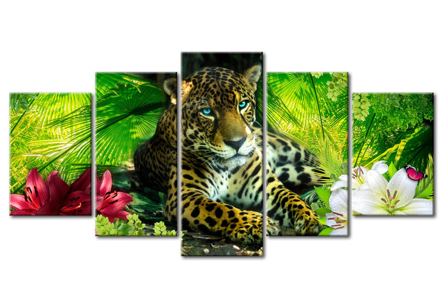 Animal Canvas Wall Art - Jaguar - 5 Pieces