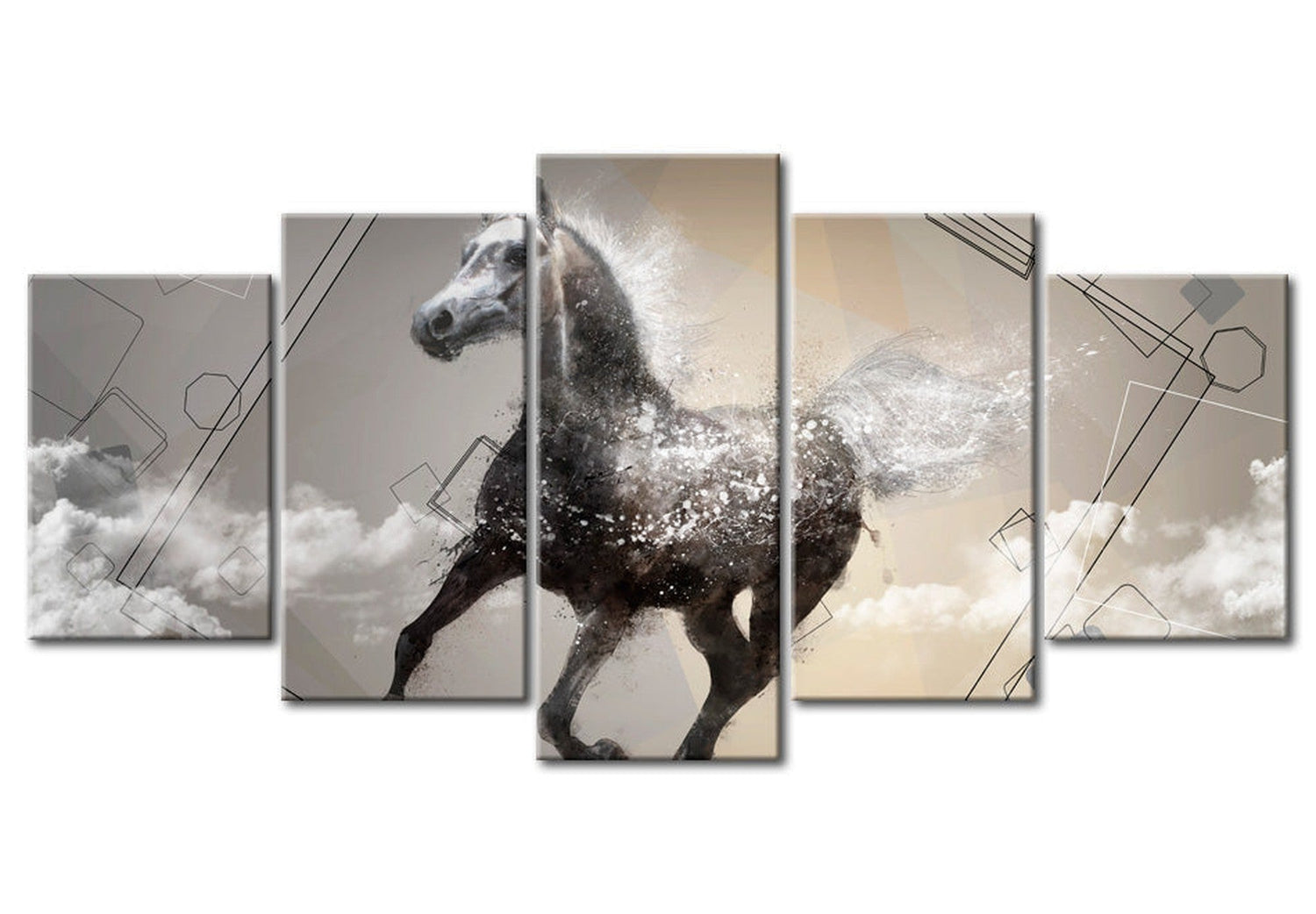 Animal Canvas Wall Art - Modern Horse - 5 Pieces