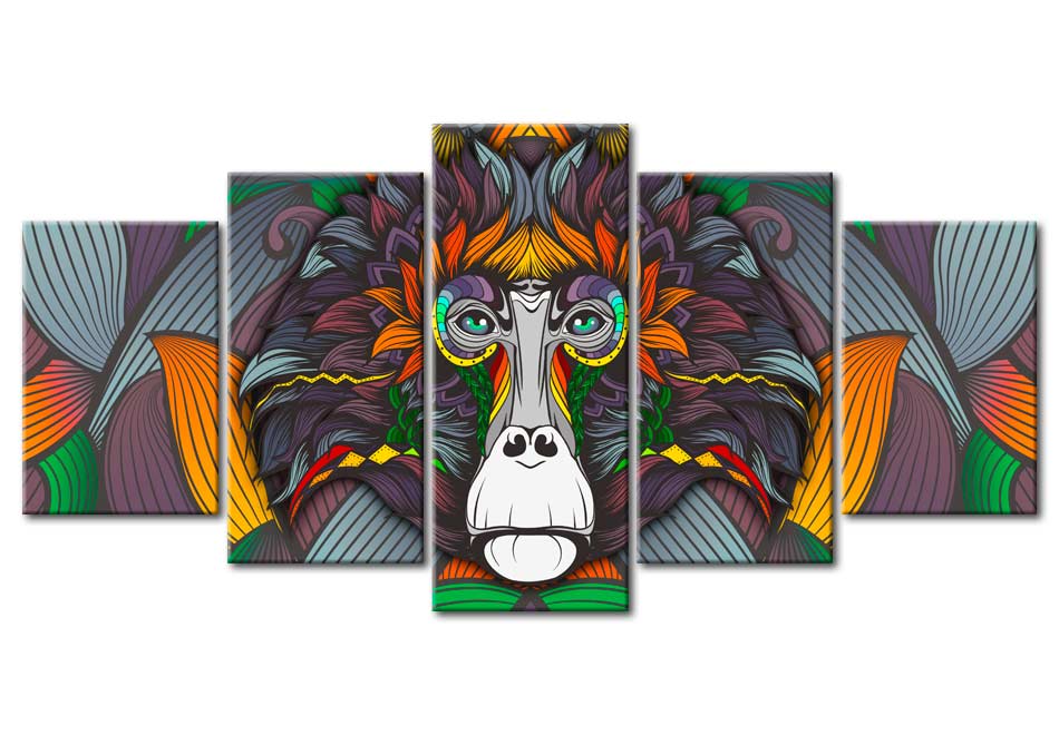 Animal Canvas Wall Art - Modern Monkey - 5 Pieces