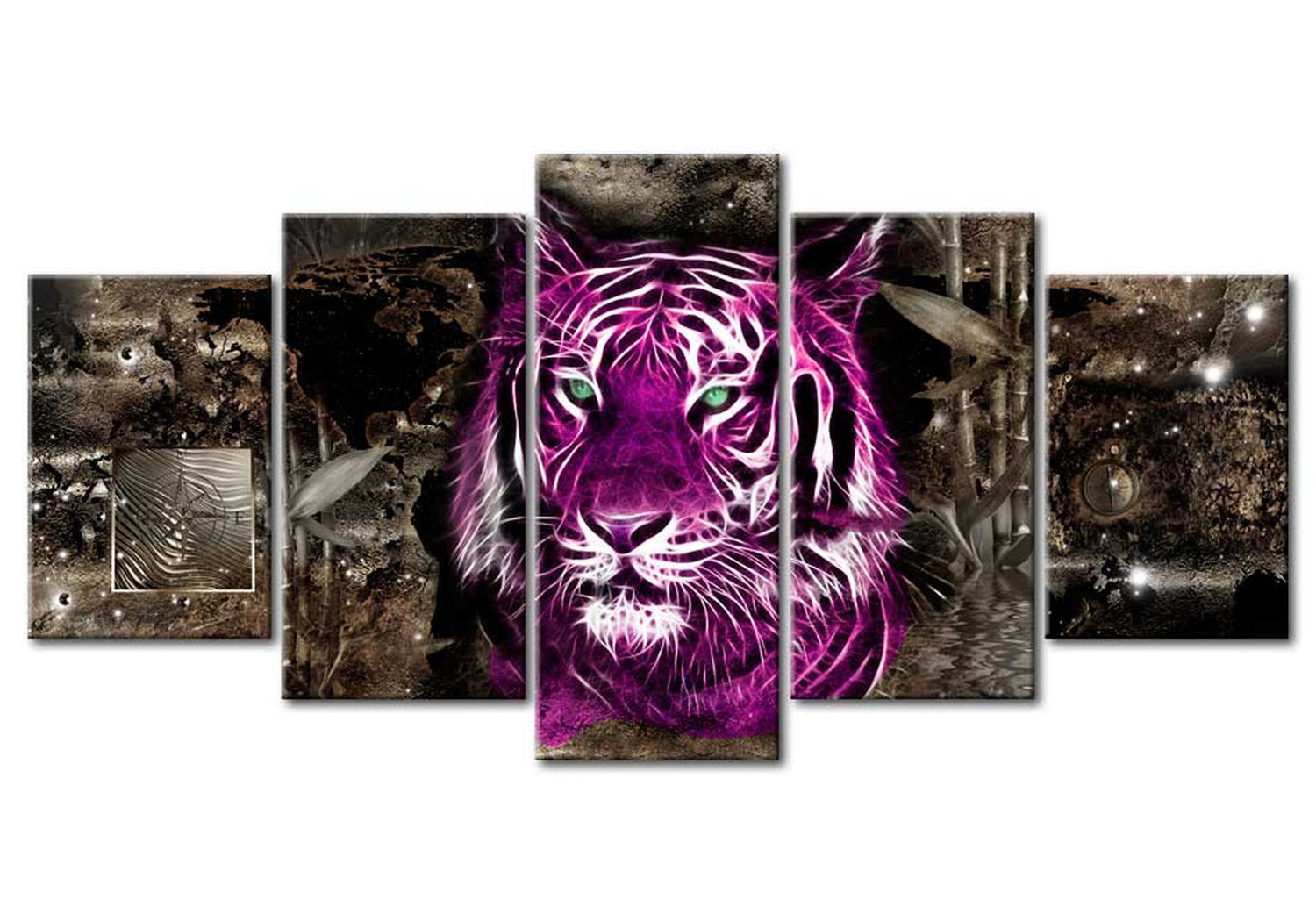 Animal Canvas Wall Art - Purple King - 5 Pieces