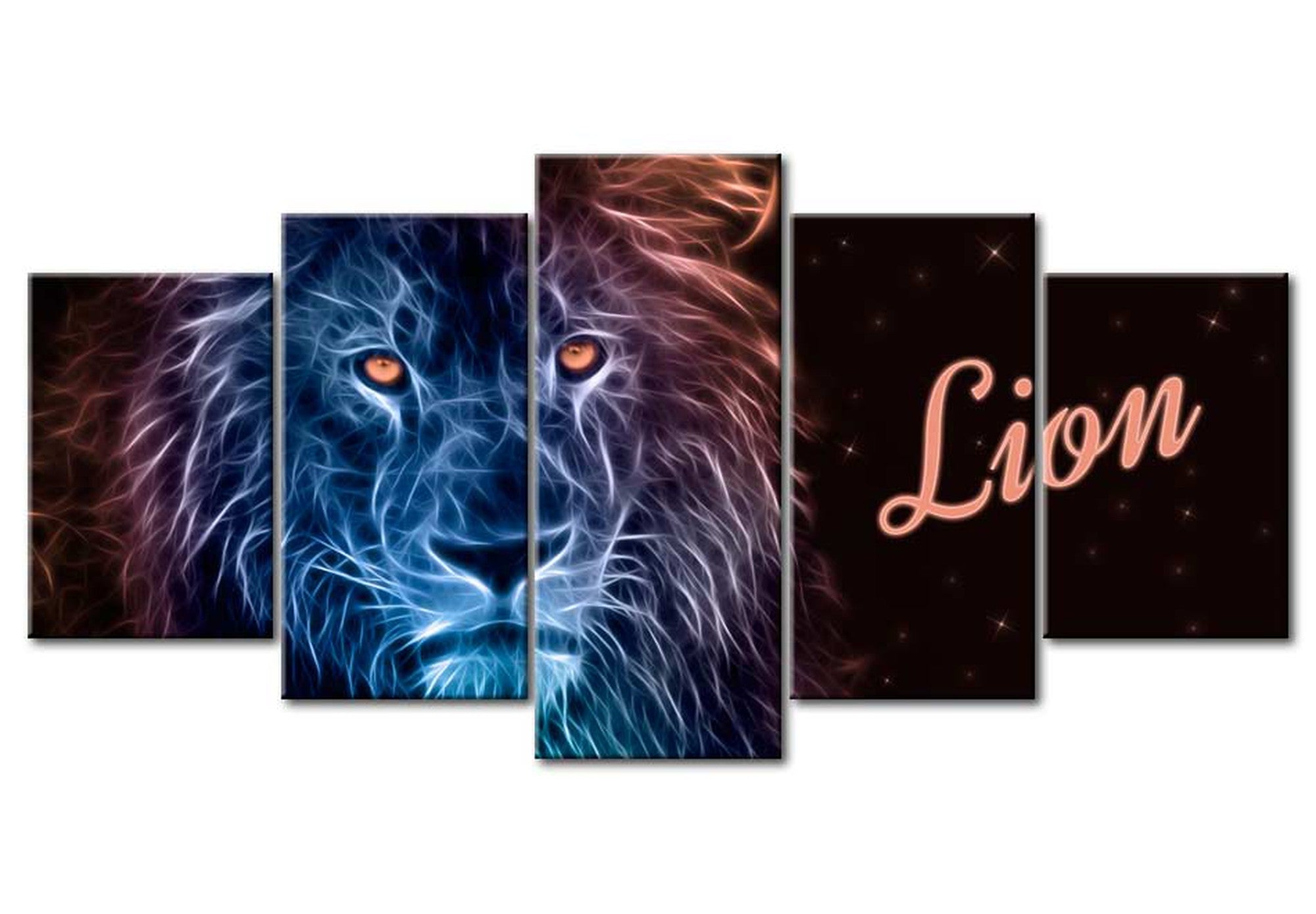 Animal Canvas Wall Art - Royal Flames - 5 Pieces