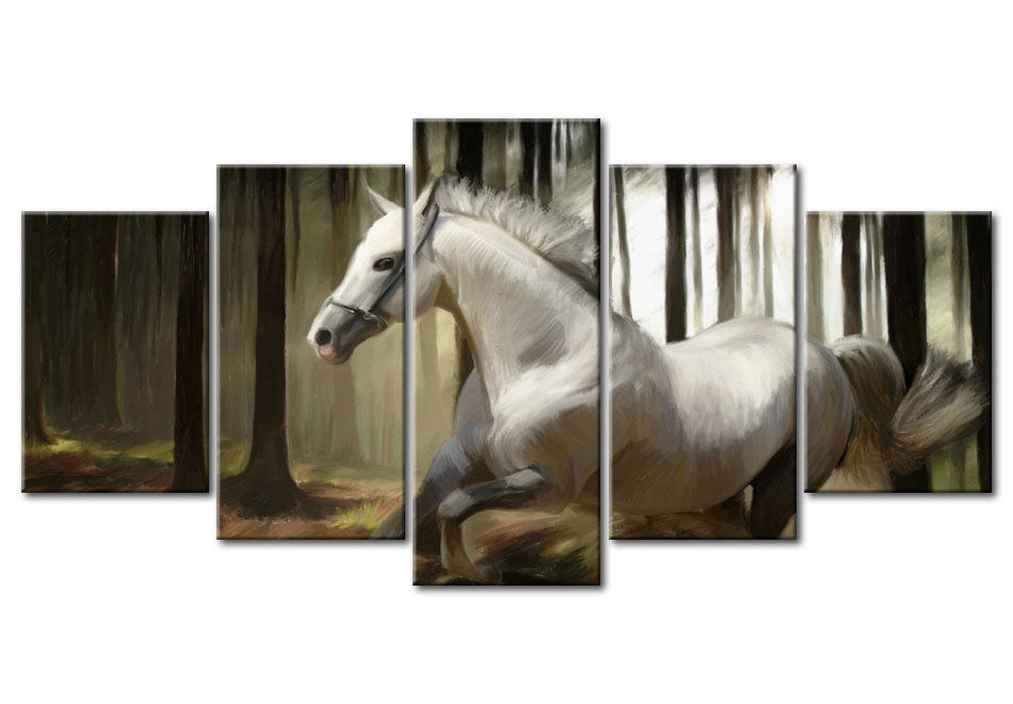 Animal Canvas Wall Art - Running Horse - 5 Pieces