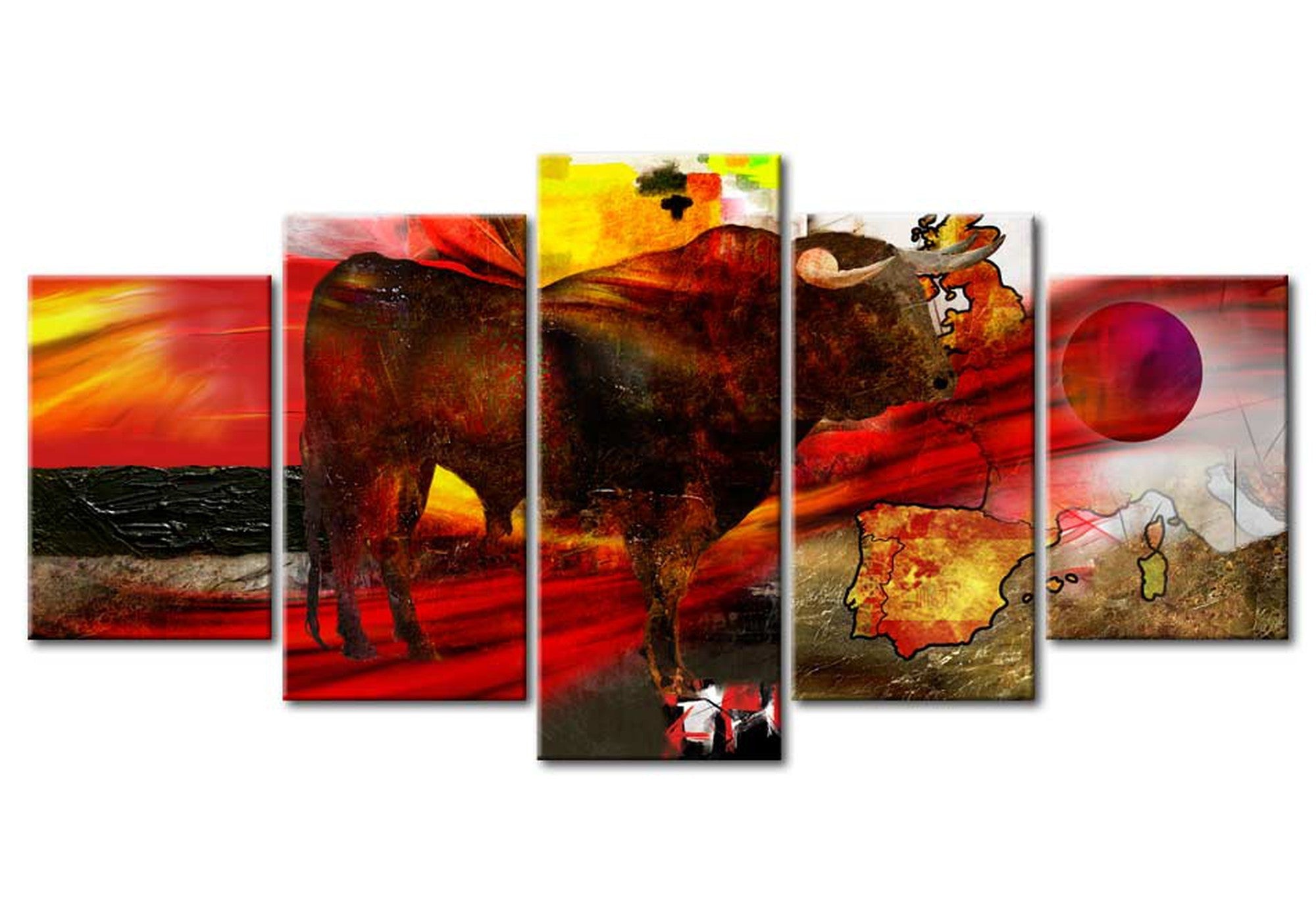 Animal Canvas Wall Art - Spanish Temper - 5 Pieces