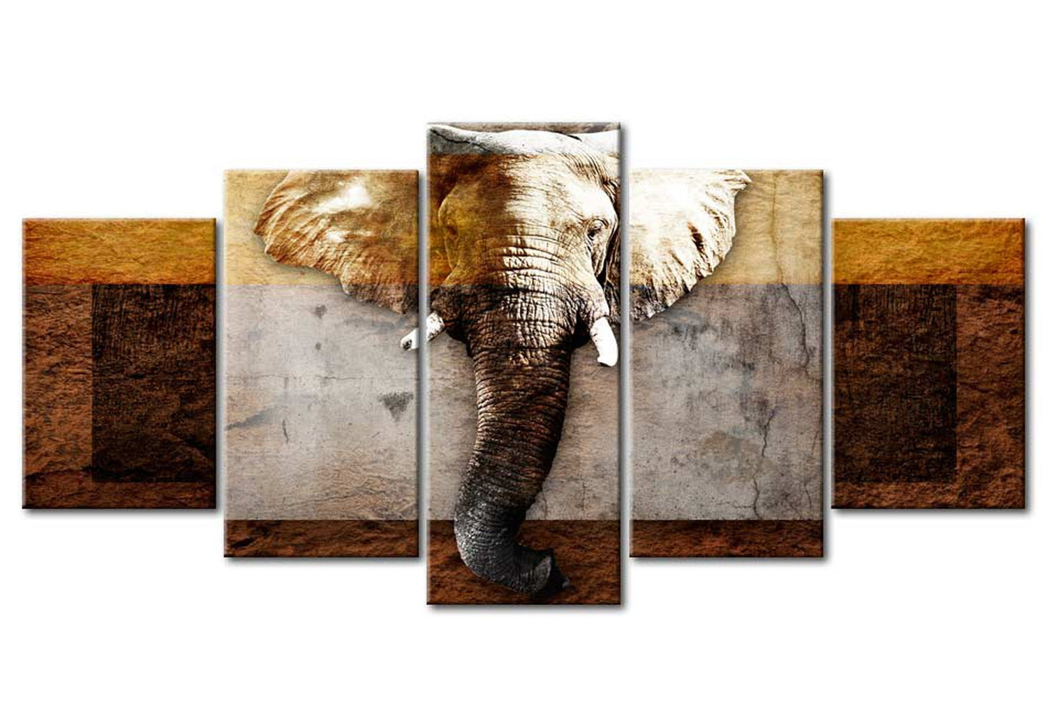 Animal Canvas Wall Art - Strength Of Africa - 5 Pieces