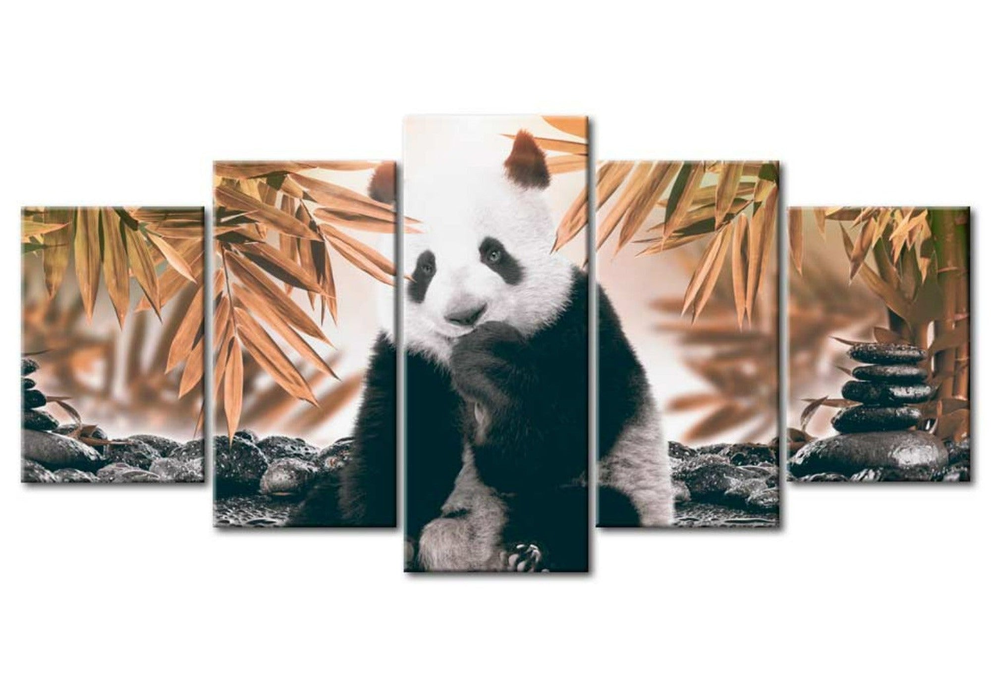 Animal Canvas Wall Art - Thoughtful Panda - 5 Pieces