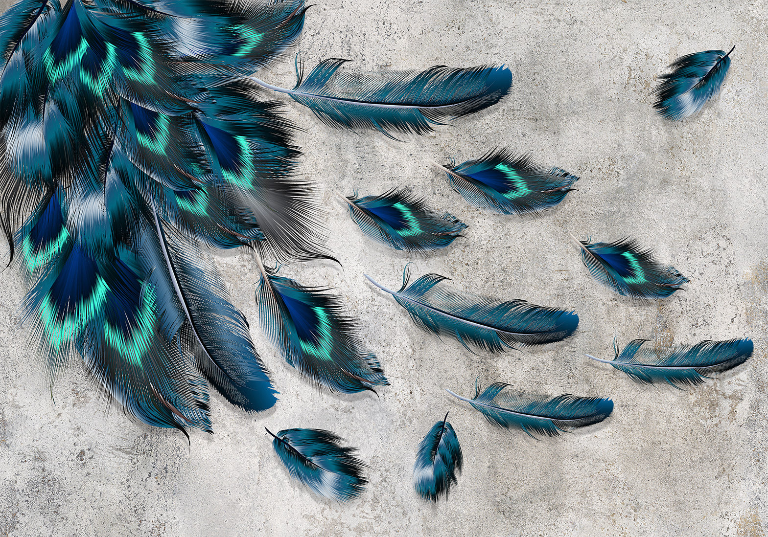 Animal Wallpaper Wall Mural - Blown Feathers